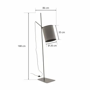 Best Sale Nowodvorski Lighting Lampe sur pied Zelda avec abat-jour textile rond gris