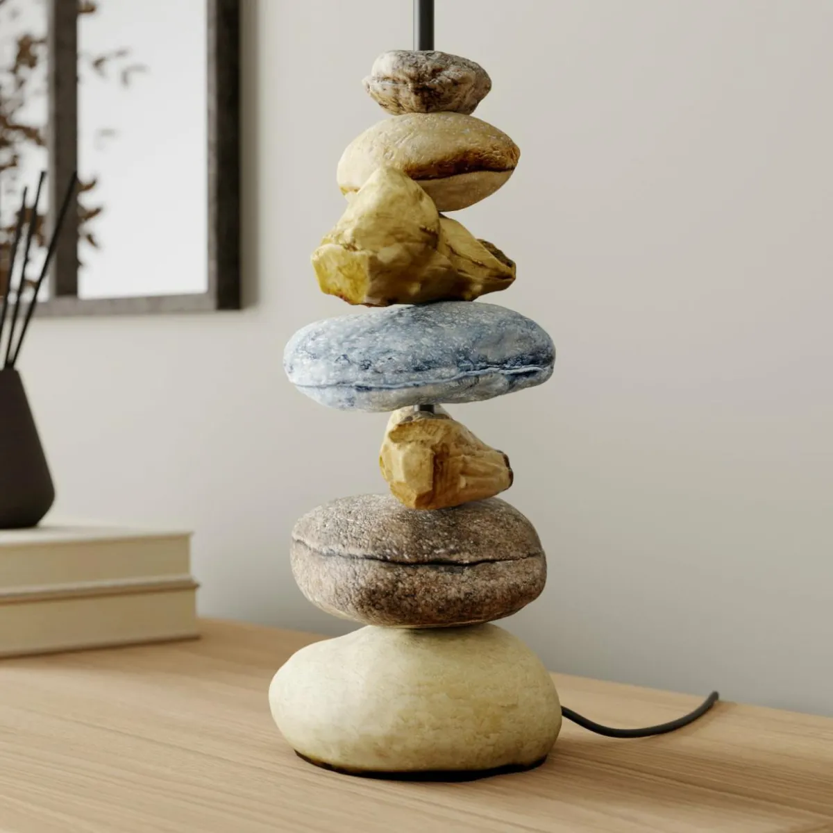 lampe_vera_abatjour_tissu_et_dcor_pierre_cm_1.webp Cheap ONLI Lampe Vera, abat-jour tissu et décor pierre, 55 cm
