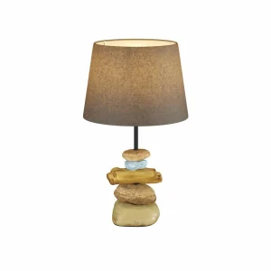 Cheap ONLI Lampe Vera, abat-jour tissu et décor pierre, 38 cm