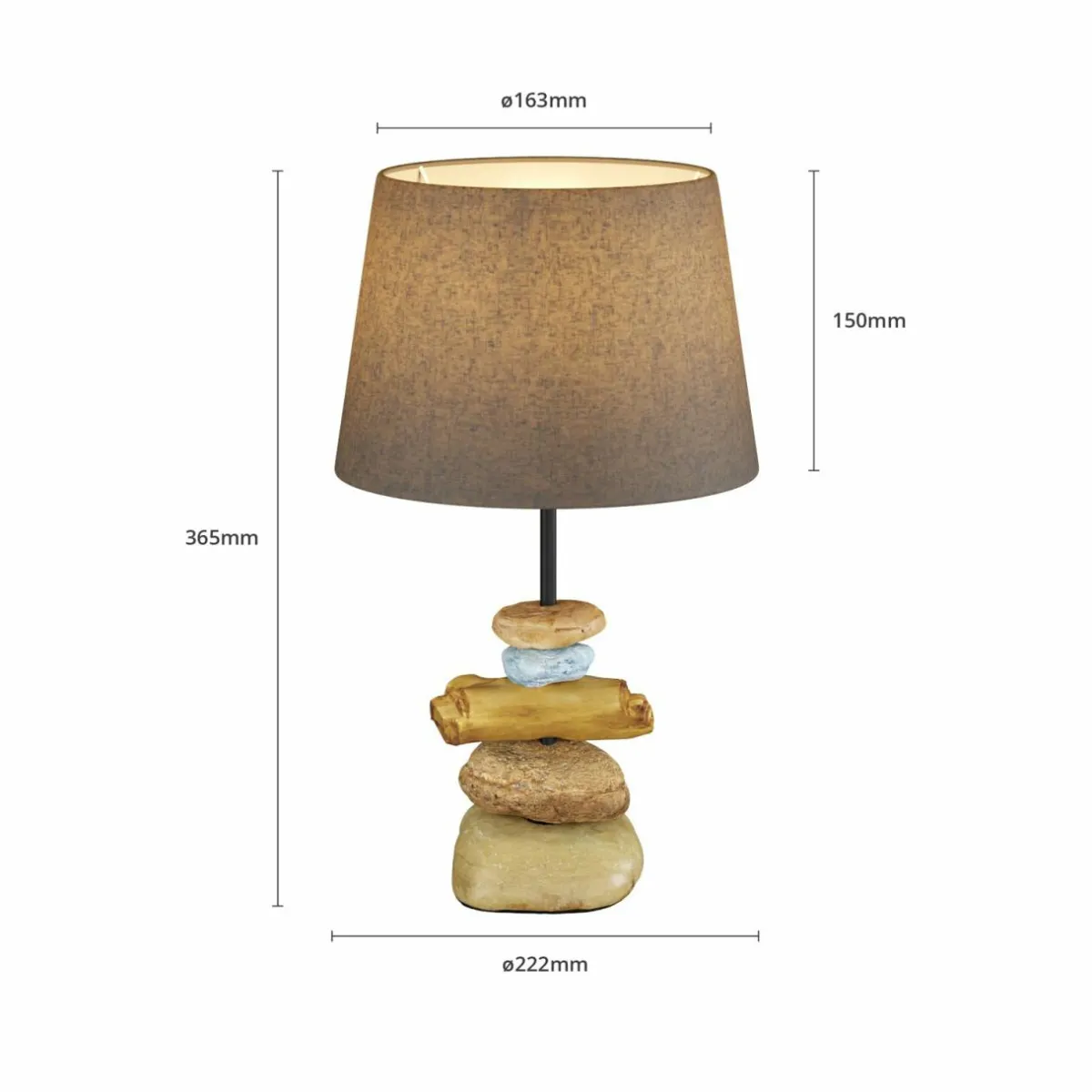 Cheap ONLI Lampe Vera, abat-jour tissu et décor pierre, 38 cm
