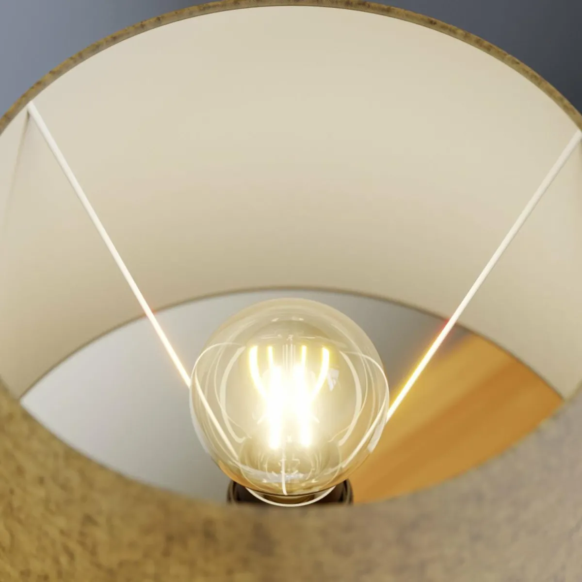 Cheap ONLI Lampe Vera, abat-jour tissu et décor pierre, 38 cm