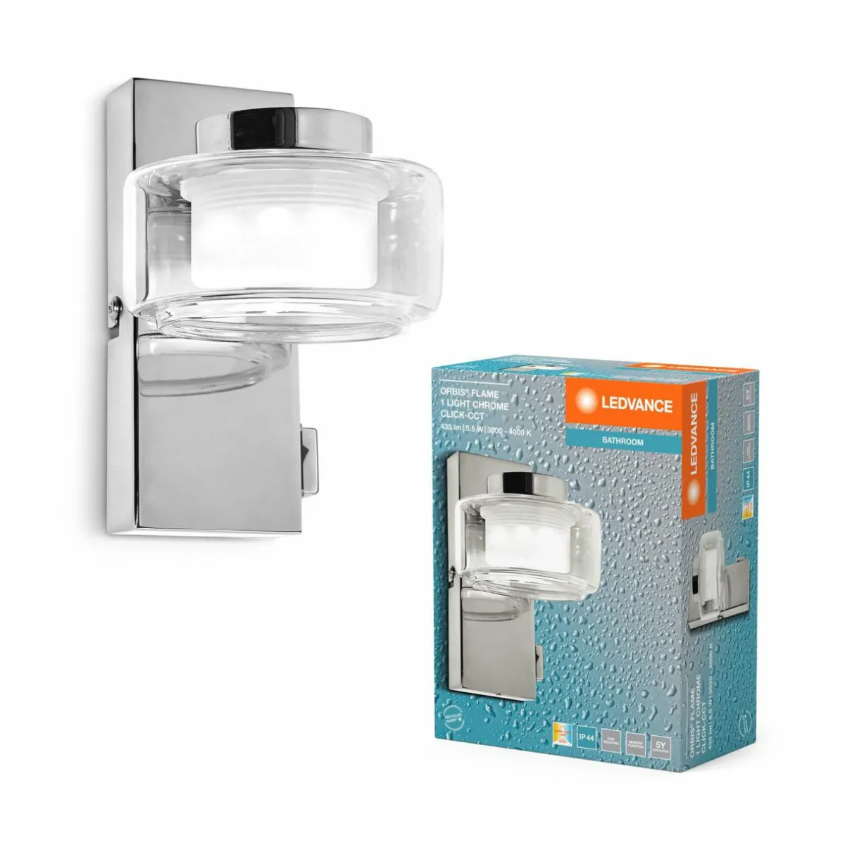 ledvance_applique_murale_led_orbis_flame___lampe_chrome_ip_1.webp Clearance LEDVANCE Applique murale LED Orbis Flame, à 1 lampe, chrome, IP44