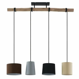 Outlet Lindby Amilia suspension, abat-jour tissu 4 lampes