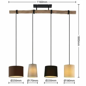 Outlet Lindby Amilia suspension, abat-jour tissu 4 lampes