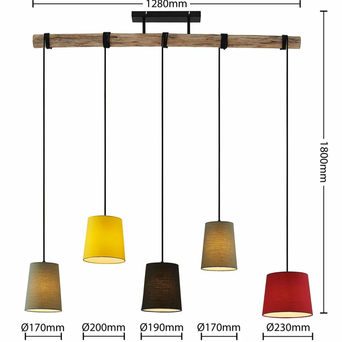 Hot Lindby Amilia suspension avec 5 abat-jour colorés