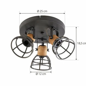 Store Lindby Arinthea spot pour plafond, 3 lampes, noir, acier, E14