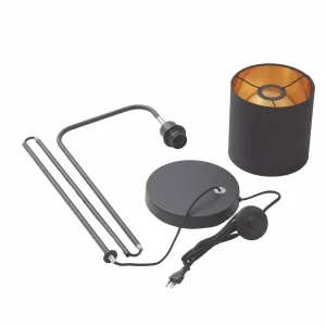 Online Lindby Hinay lampe sur pied en tissu noir/doré
