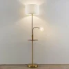Fashion Lindby lampadaire Aovan, bronze, tablette, prise USB