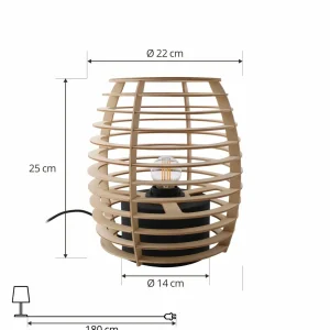 New Lindby lampe à poser Ediz, noir, bois, hauteur 25 cm, E27