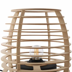 New Lindby lampe à poser Ediz, noir, bois, hauteur 25 cm, E27