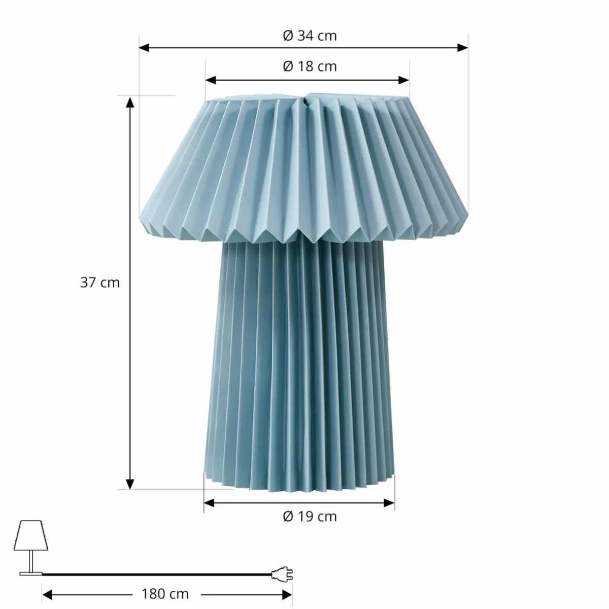 lindby_lampe__poser_magali_bleu_clair_papier___cm_e_2.webp Sale Lindby lampe à poser Magali, bleu clair, papier, Ø 34 cm, E14