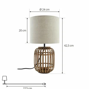 Cheap Lindby lampe à poser Marzanna, gris, bambou, 42,5 cm, E27