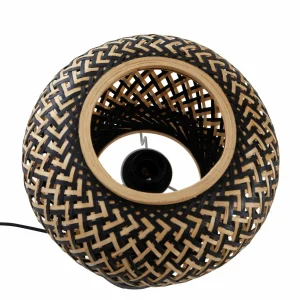 New Lindby lampe à poser Nerys, noir, bambou, Ø 28 cm