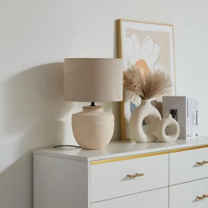 Best Lindby lampe à poser Thalassia, beige, Ø 30 cm, céramique