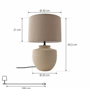 Best Lindby lampe à poser Thalassia, beige, Ø 30 cm, céramique