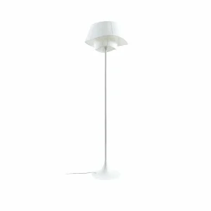 Clearance Lindby lampe sur pied Eryndor, blanc, textile, Ø 47 cm, E27