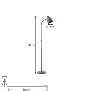 Flash Sale Lindby lampe sur pied Tebbi, gris-bleu, métal, hauteur 150 cm