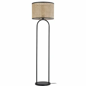 Best Sale Lindby lampe sur pied Yaelle, 146 cm de haut, rotin, noir, E27