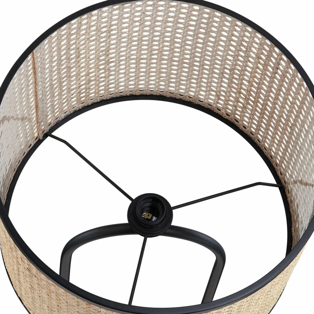 Best Sale Lindby lampe sur pied Yaelle, 146 cm de haut, rotin, noir, E27