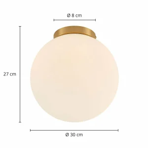 Outlet Lindby Meriala plafonnier laiton, verre Ø 30 cm