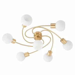 Flash Sale Lindby plafonnier Ciala, à 7 lampes, couleur laiton, verre