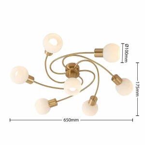 Flash Sale Lindby plafonnier Ciala, à 7 lampes, couleur laiton, verre
