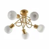 New Lindby plafonnier Elaina, Ø50cm, 5 lampes, laiton, verre