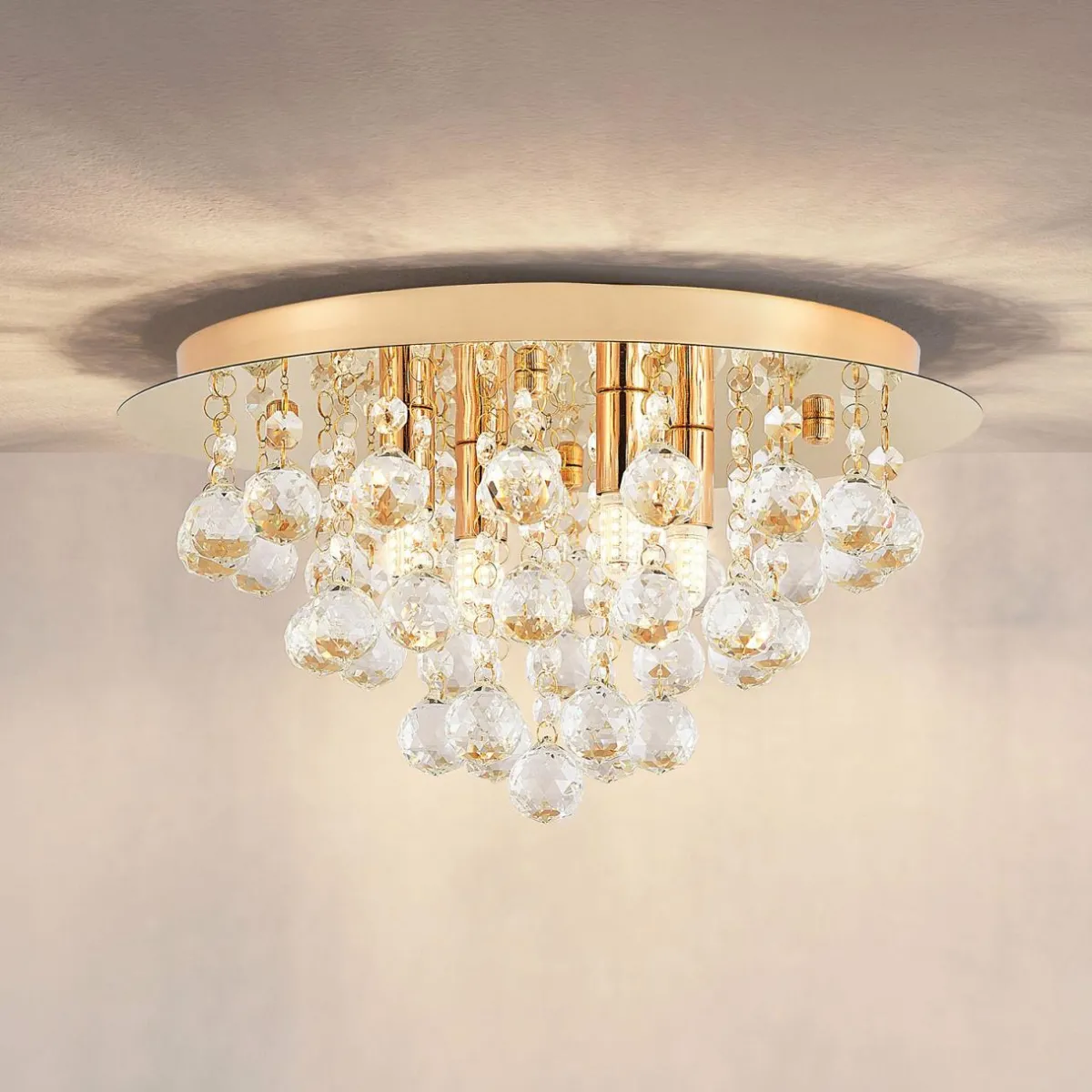 lindby_plafonnier_gillion__lampes_dor_cristal_0.webp Online Lindby plafonnier Gillion, 4 lampes, doré, cristal
