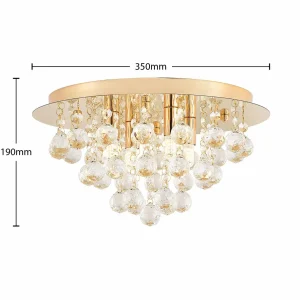 Online Lindby plafonnier Gillion, 4 lampes, doré, cristal