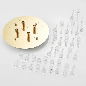 Online Lindby plafonnier Gillion, 4 lampes, doré, cristal