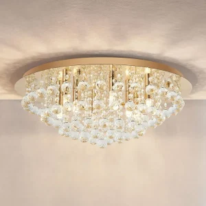 Online Lindby plafonnier Gillion, 8 lampes, or, cristal, Ø 55cm