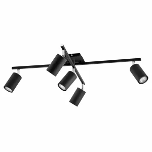 Discount Lindby plafonnier Joffrey, à 5 lampes, noir, métal