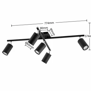 Discount Lindby plafonnier Joffrey, à 5 lampes, noir, métal