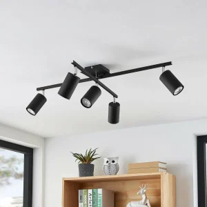 Discount Lindby plafonnier Joffrey, à 5 lampes, noir, métal