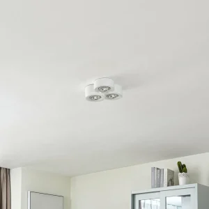 Best Lindby plafonnier Levia, 3 lampes, 26x24,5cm, blanc, plâtre