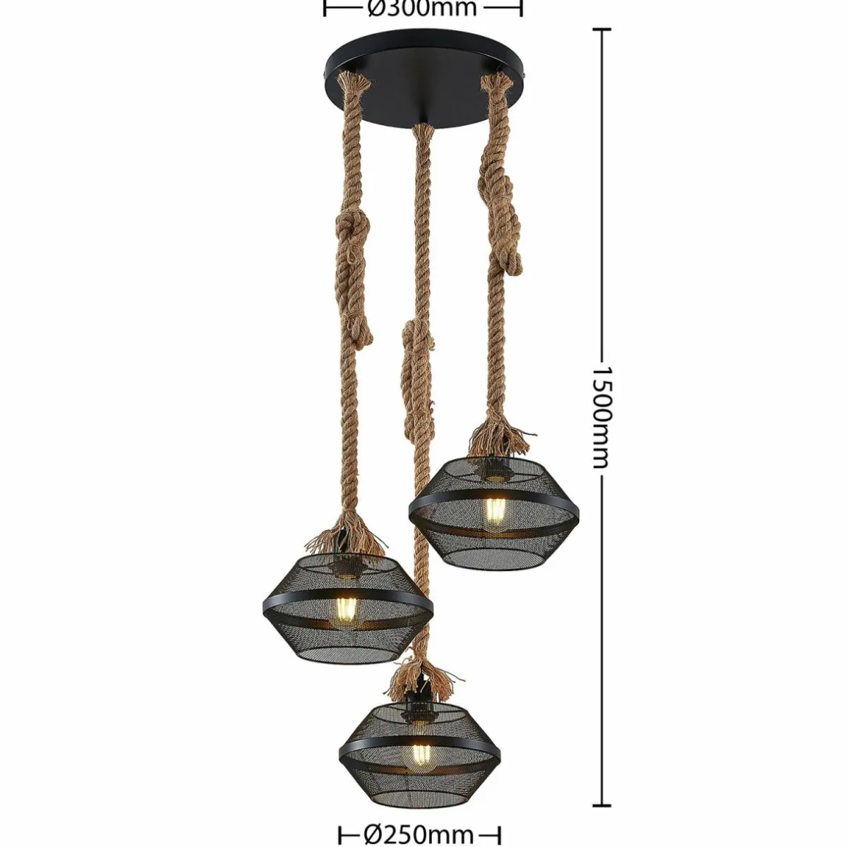 lindby_rabia_suspension___lampes_en_faisceau_1.webp Store Lindby Rabia suspension à 3 lampes, en faisceau