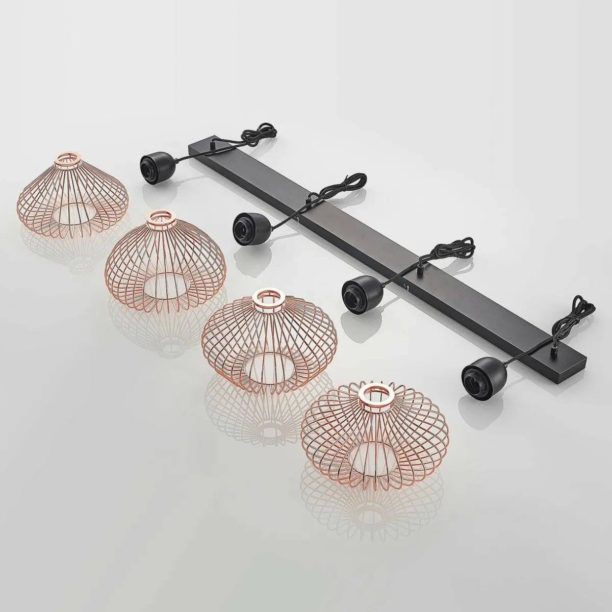 lindby_raelyn_suspension__quatre_lampes_cuivre_5.webp Discount Lindby Raelyn suspension à quatre lampes, cuivre