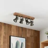 New Lindby spot pour plafond Grandesa, 35 cm, 4 lampes, bois, métal