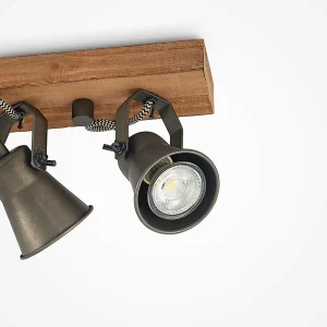 New Lindby spot pour plafond Grandesa, 35 cm, 4 lampes, bois, métal