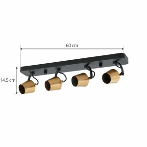 Flash Sale Lindby spot pour plafond Sylveria, 4 lampes, noir/or, fer