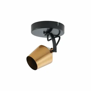 Discount Lindby spot pour plafond Sylveria, 1.flg., noir/or, fer