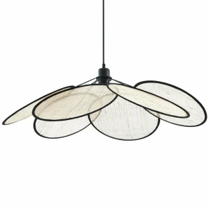Flash Sale Lindby suspension Astraia, naturel/noir, lin, Ø 80 cm