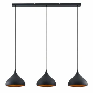 Flash Sale Lindby suspension Elamira, noir, aluminium, 133 cm, à 3 lampes.