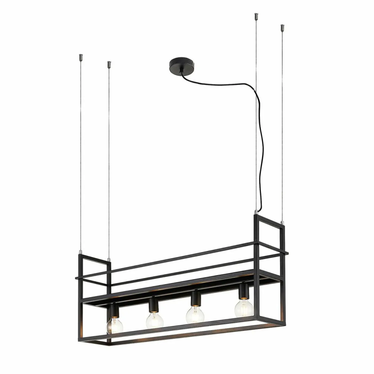 lindby_suspension_grisela__lampes_noir_acier_tagre_3.webp Fashion Lindby suspension Grisela, 4 lampes, noir, acier, étagère