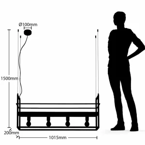 Fashion Lindby suspension Grisela, 4 lampes, noir, acier, étagère