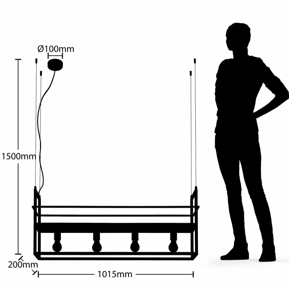 lindby_suspension_grisela__lampes_noir_acier_tagre_4.webp Fashion Lindby suspension Grisela, 4 lampes, noir, acier, étagère