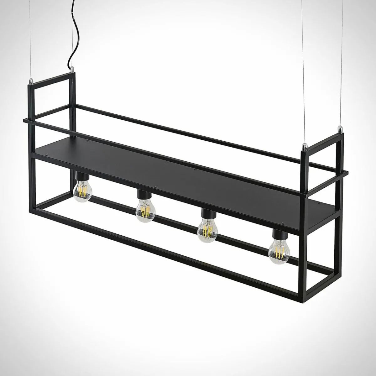 lindby_suspension_grisela__lampes_noir_acier_tagre_5.webp Fashion Lindby suspension Grisela, 4 lampes, noir, acier, étagère