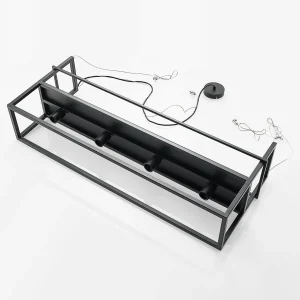 Fashion Lindby suspension Grisela, 4 lampes, noir, acier, étagère
