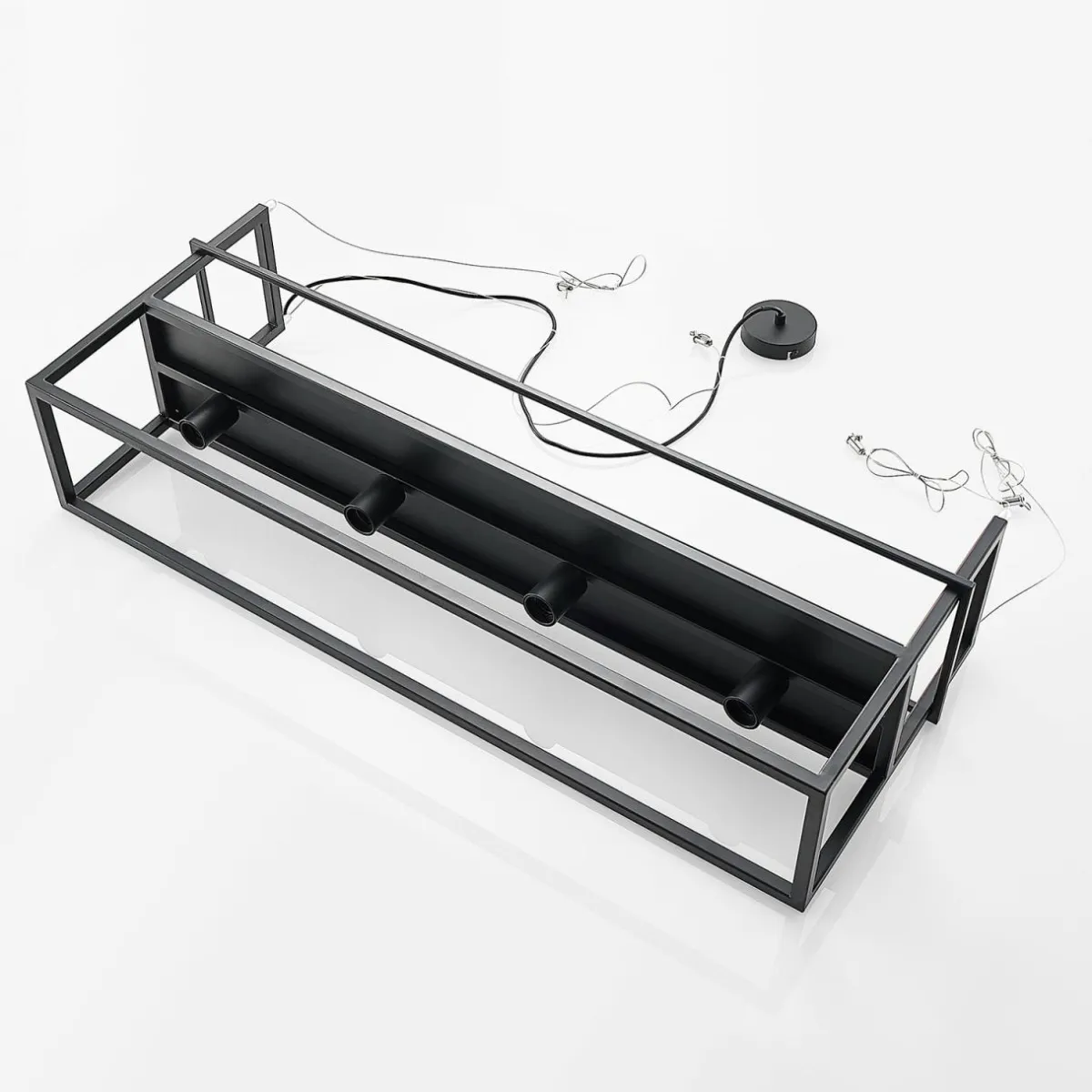 lindby_suspension_grisela__lampes_noir_acier_tagre_6.webp Fashion Lindby suspension Grisela, 4 lampes, noir, acier, étagère