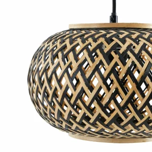 Hot Lindby suspension Nerys, 1 lampe, noir, bambou, Ø 38 cm